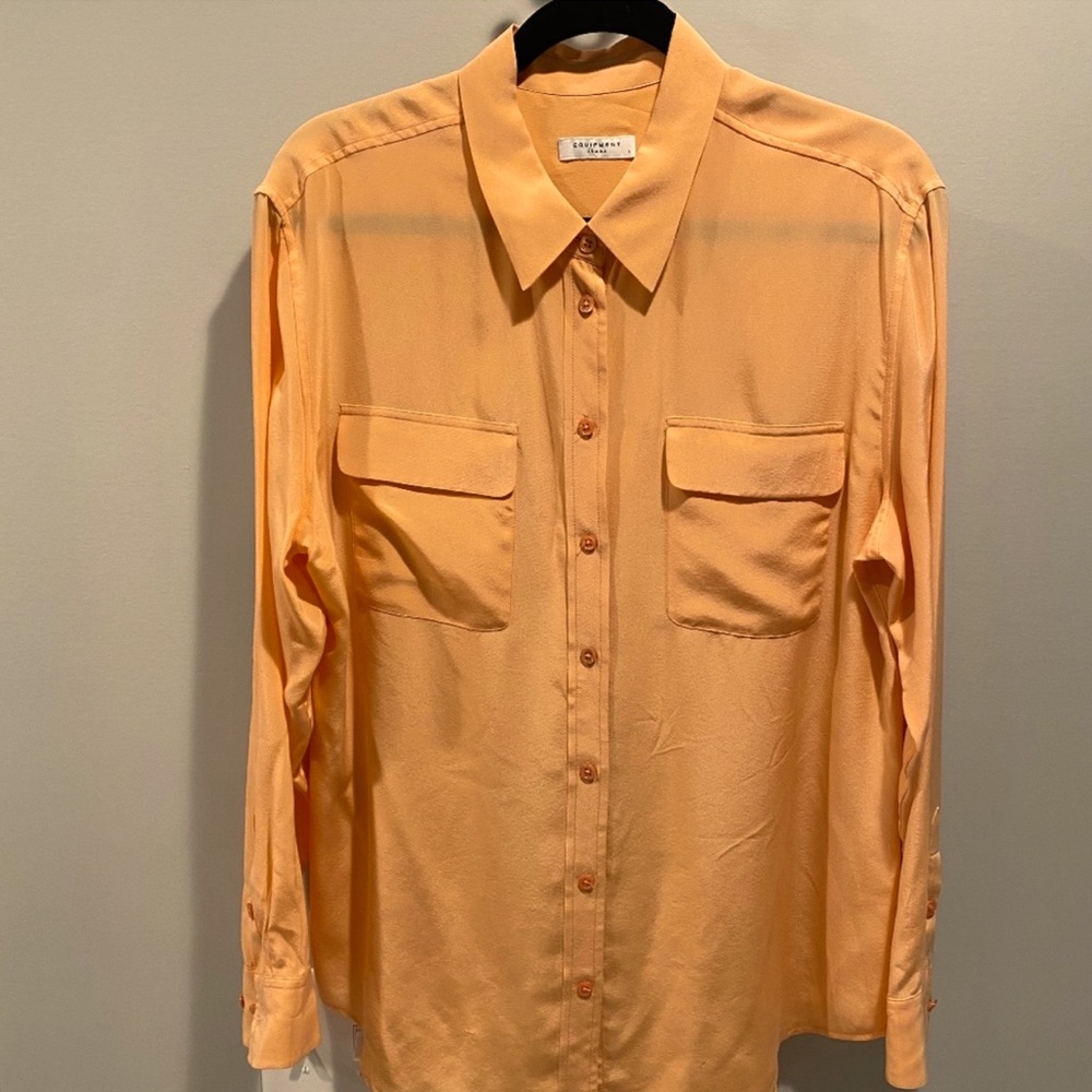 Equipment orange sherbet orange silk blouse